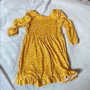 Chenault Yellow Floral Ruffled Long Sleeve Sundress